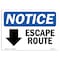 Signmission OSHA Notice Sign, 10" Height, Rigid Plastic, Escape Route (Down Arrow) Sign With Symbol, Landscape OS-NS-P-1014-L-12134 - alternate 1